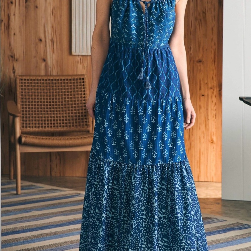 Faherty Blue Floral Maxi Dress